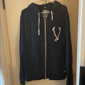 Vans Black Zip-Up Sweater with White Accents